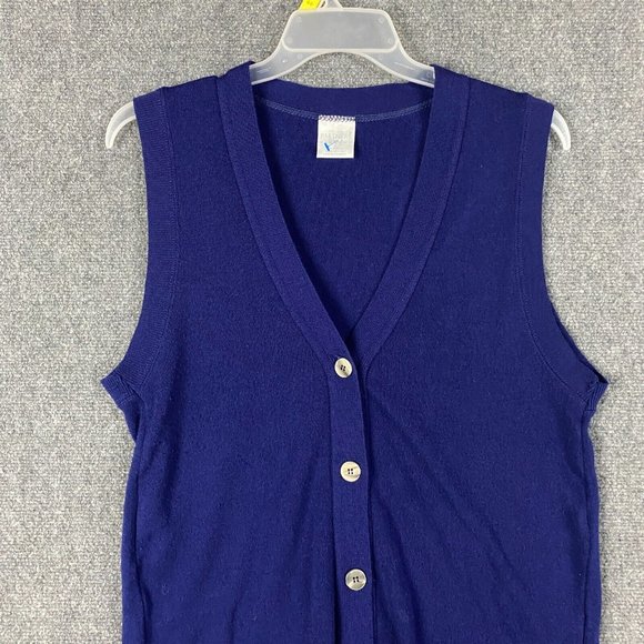 Vintage Partners Mervyns Cardigan Women's Large Blue Sleeveless 100% Acrylic - Picture 2 of 9